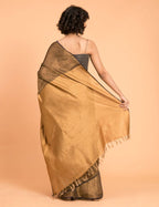 Suta Black Gold Woven Design Zari Pure Linen Saree | Grab2Buy
