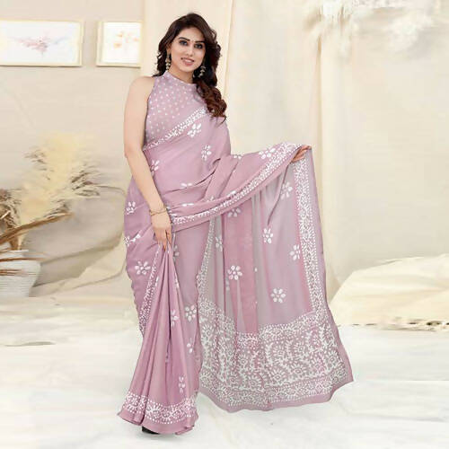 Women's Partywear Designer Pink Chinon Shiffon Fancy Saree - Dyuti | Grab2Buy
