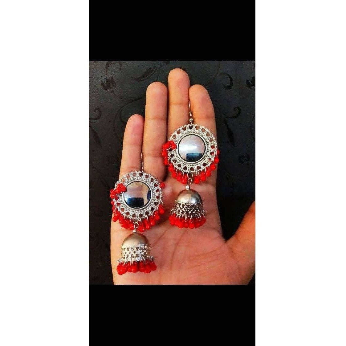 MS Fashion India Muskan Fancy Mirror work Orange smart Earrings | Grab2Buy