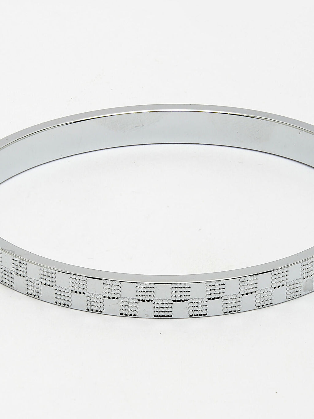 NVR Men's Silver-Plated Stainless Steel Kada Bracelet