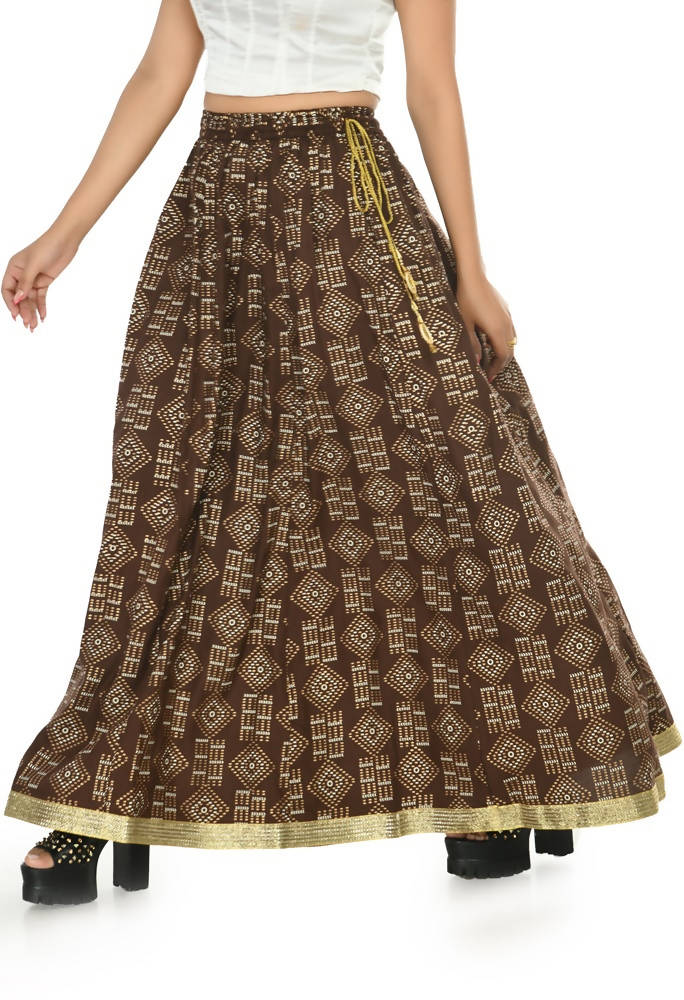 Mominos Fashion Moeza Cotton Coffee Color Printed Lehenga (Lancha) | Grab2Buy