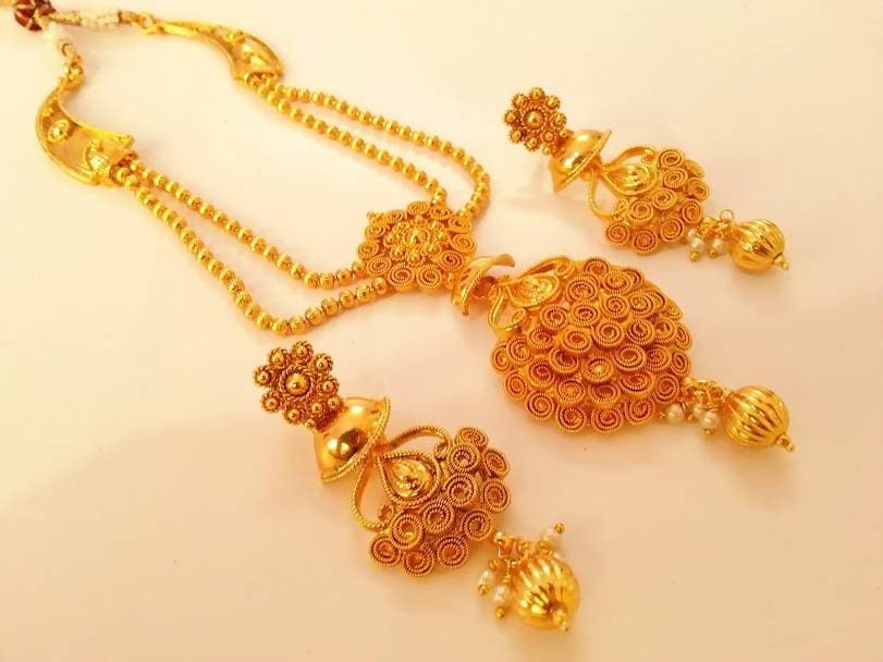 Gold-Polished Bridal Necklace Set | Grab2Buy
