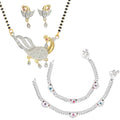 AanyaCentric Gold-Polished Mangalsutra Pendant Earring Set & Silver Plated Anklet | Grab2Buy