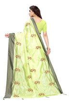 Vamika Parrot Green Crepe Embroidery Saree (Nirali Pista) | Grab2Buy