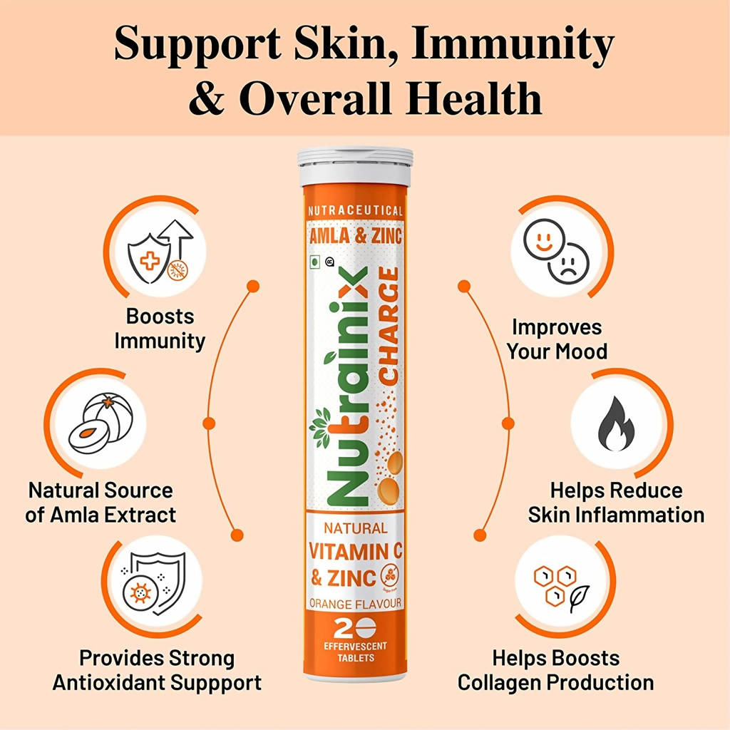 Nutrainix Charge Natural Vitamin C & Zinc Tablets | Grab2Buy