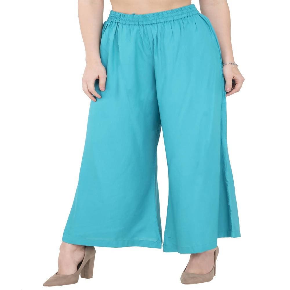 Lagi Women's Turquoise Blue Solid Palazzo (PLZ04H) | Grab2Buy