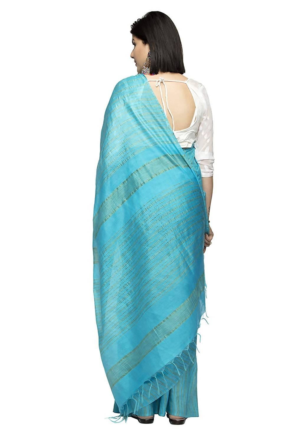 Mominos Fashion Firozi Color Bhagalpuri Saree | Grab2Buy