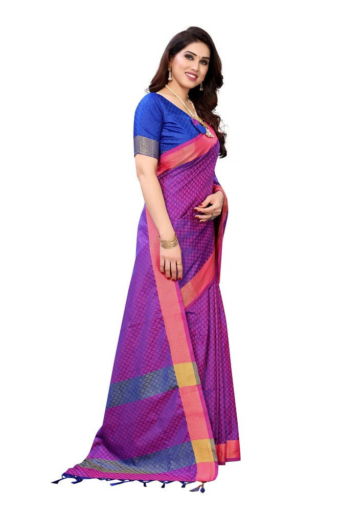 Vamika Banarasi Jacquard Weaving Purple Saree | Grab2Buy
