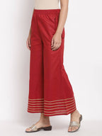 Myshka Women's Maroom Cotton Solid Casual Palazzo | Grab2Buy
