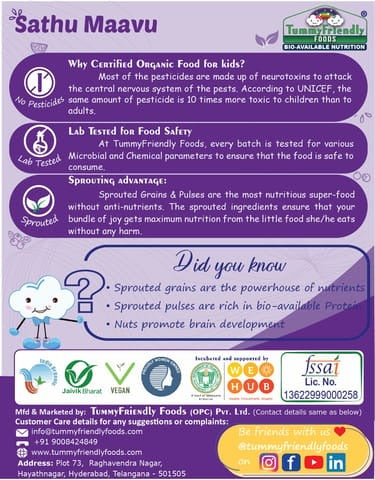 TummyFriendly Foods Organic Sprouted Sathu Maavu Porridge Mix ,Made of Sprouted Ragi, Whole Grains, Pulses & Nuts | Grab2Buy