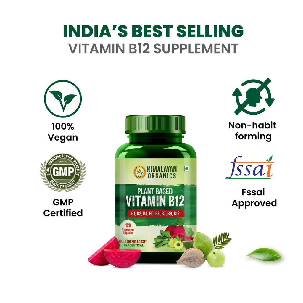 Himalayan Organics Organic B12 500mg Vegetarian Capsules | Grab2Buy