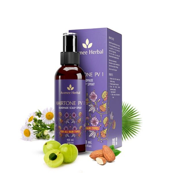 Avimee Herbal Keshpallav Hair Oil & Hairtone PV 1 Handmade Scalp Spray Combo With Rosemary, Amla, Methi & Bhringraj | Grab2Buy