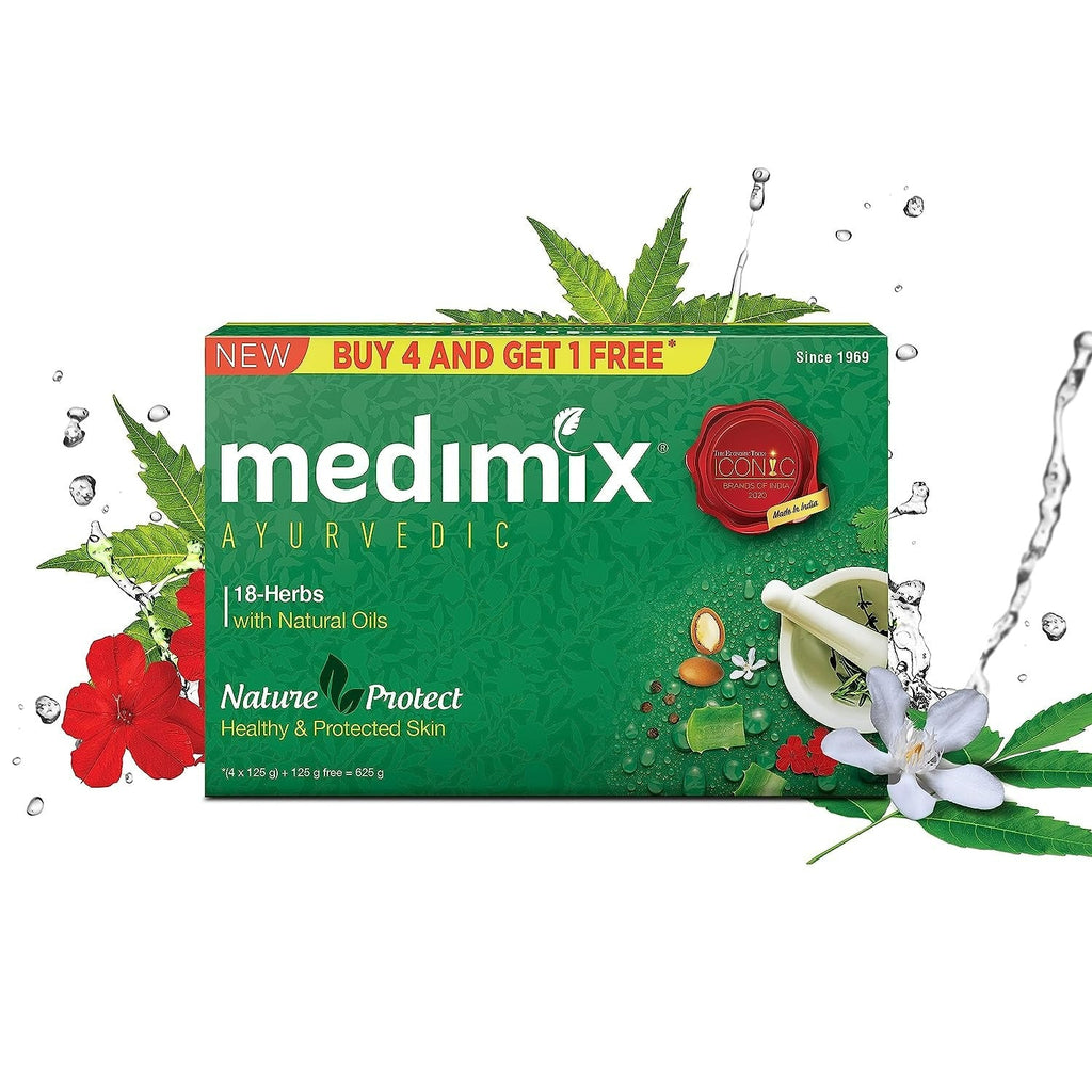 Medimix Ayurvedic Classic 18 Herbs Soap, 125 g (4 + 1 Offer Pack) | Grab2Buy
