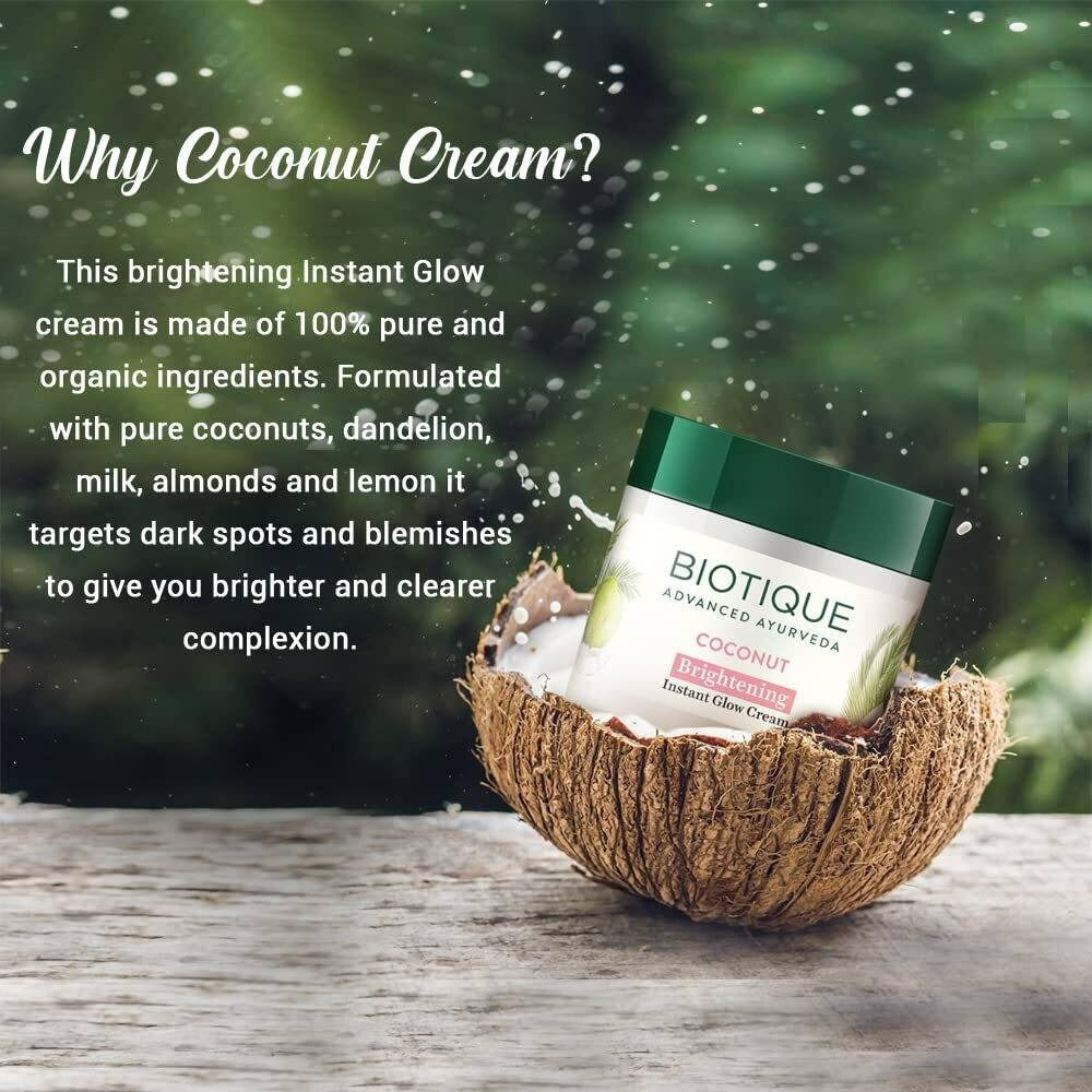 Biotique Advanced Ayurveda Bio Coconut Whitening & Brightening Cream | Grab2Buy