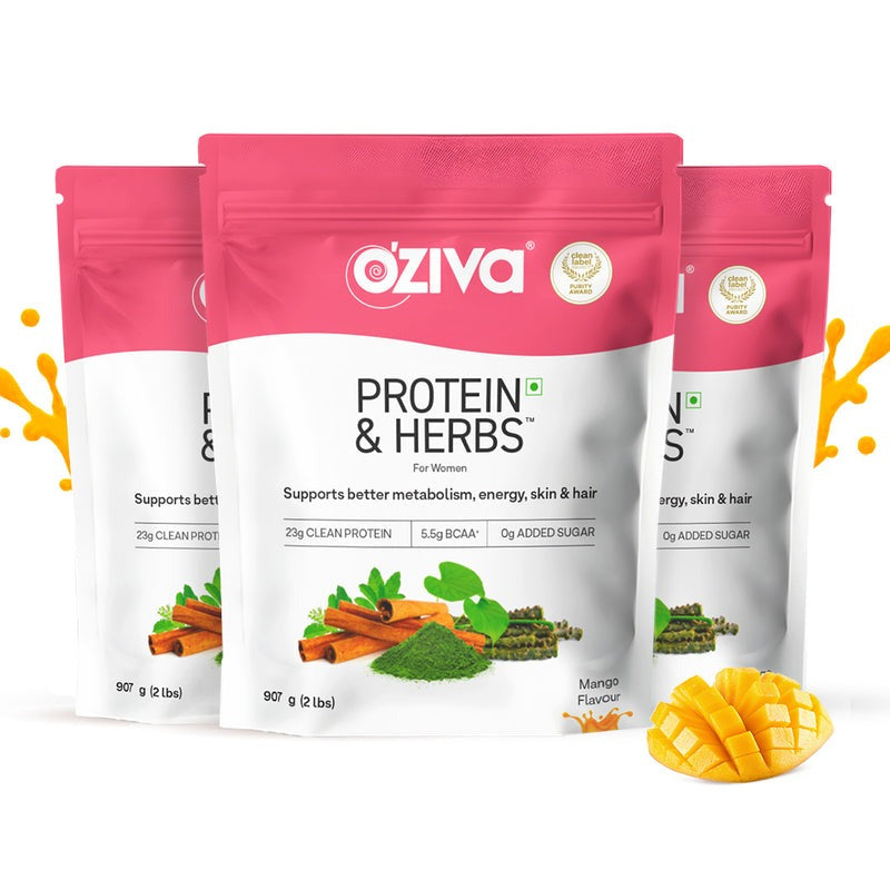 OZiva Protein & Herbs for Women - Protein Powder to Reduce Body Fat, Manage Weight & Metabolism, No Added Sugar | Grab2Buy