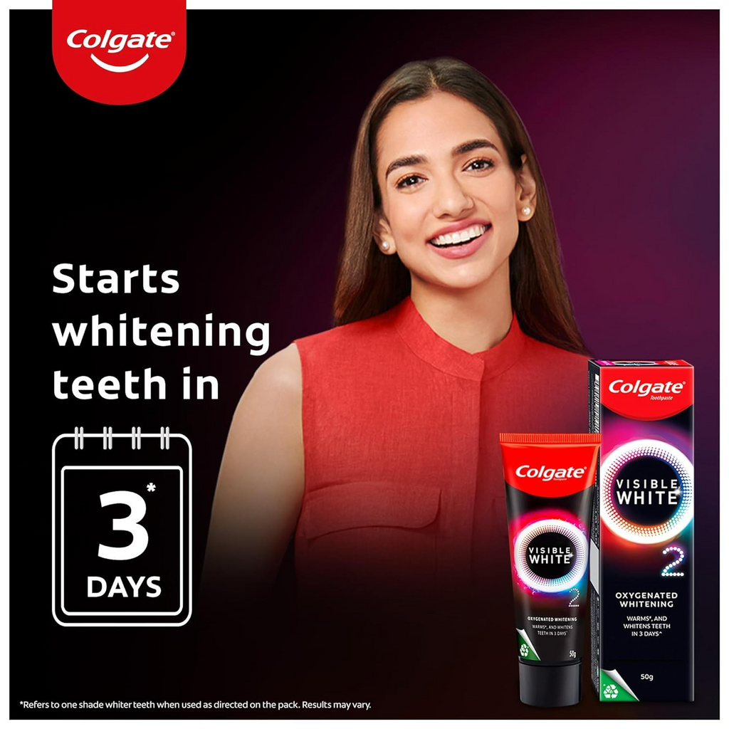 Colgate Visible White O2 Teeth Whitening Toothpaste with Peppermint Sparkle | Grab2Buy