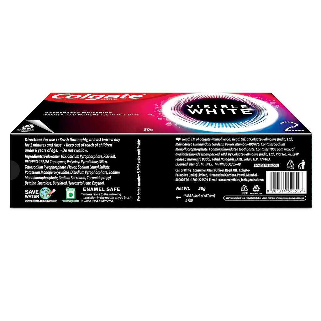 Colgate Visible White O2 Teeth Whitening Toothpaste with Peppermint Sparkle | Grab2Buy