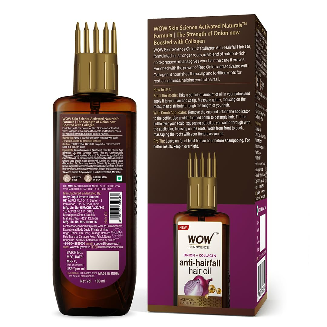 Wow Skin Science Onion & Collagen Anti-Hairfall Hair Oil | Grab2Buy