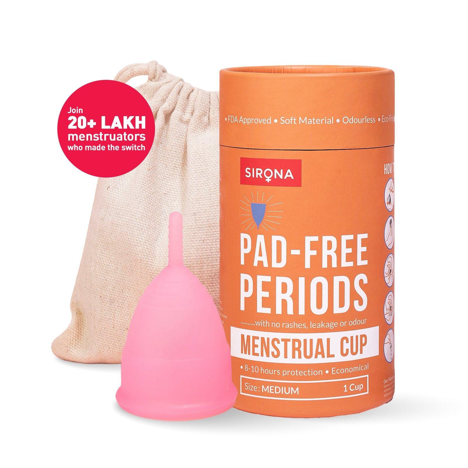 Sirona Reusable Menstrual Cup with Pouch | Grab2Buy