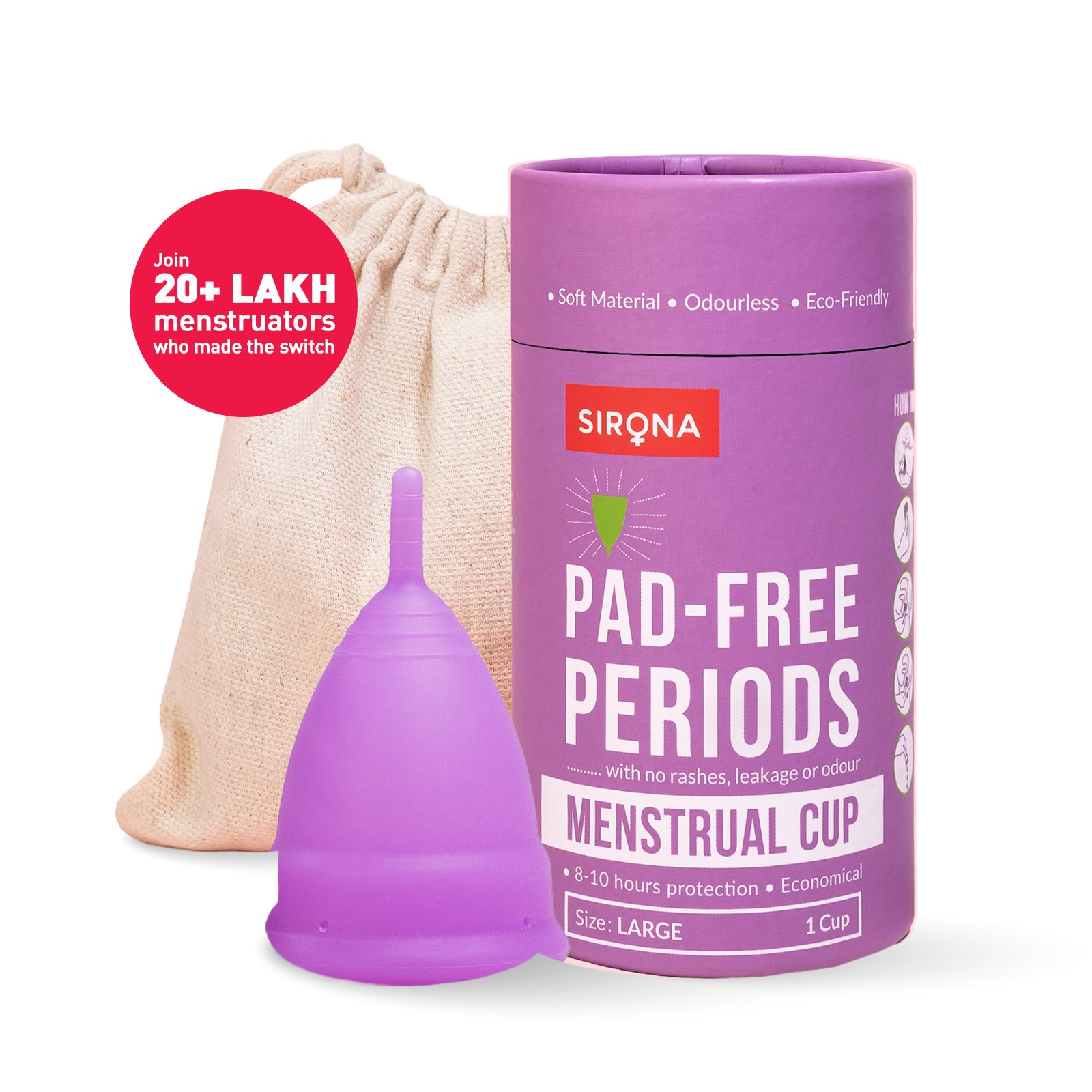 Sirona Reusable Menstrual Cup with Pouch | Grab2Buy