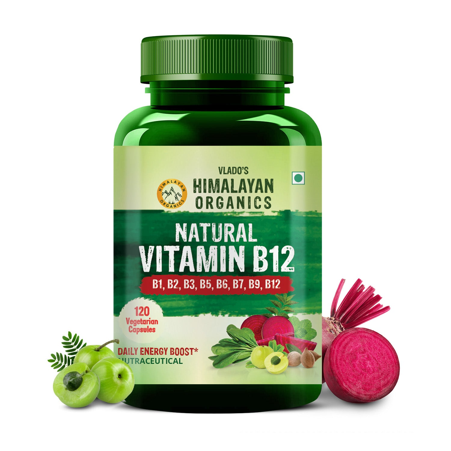 Himalayan Organics Organic B12 500mg Vegetarian Capsules | Grab2Buy