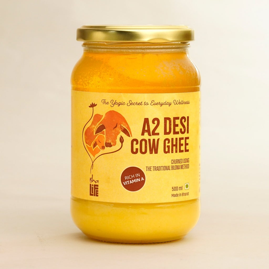 Isha Life Pure A2 Desi Cow Ghee | Made Traditionally from Curd | Made from Grass-fed Free Grazing Desi Cows' Milk | Swadesiicart