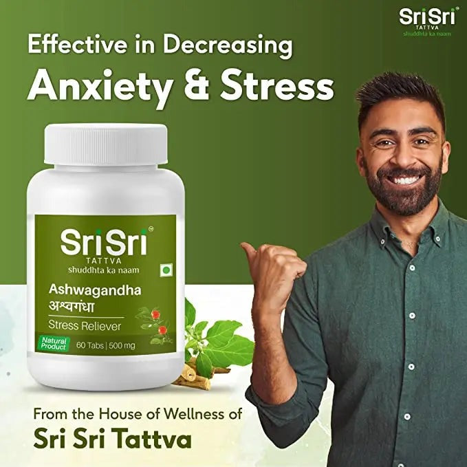 Sri Sri Tattva Ashwagandha Tablets | Traditional Ayurvedic Adaptogen, 100% Herbal