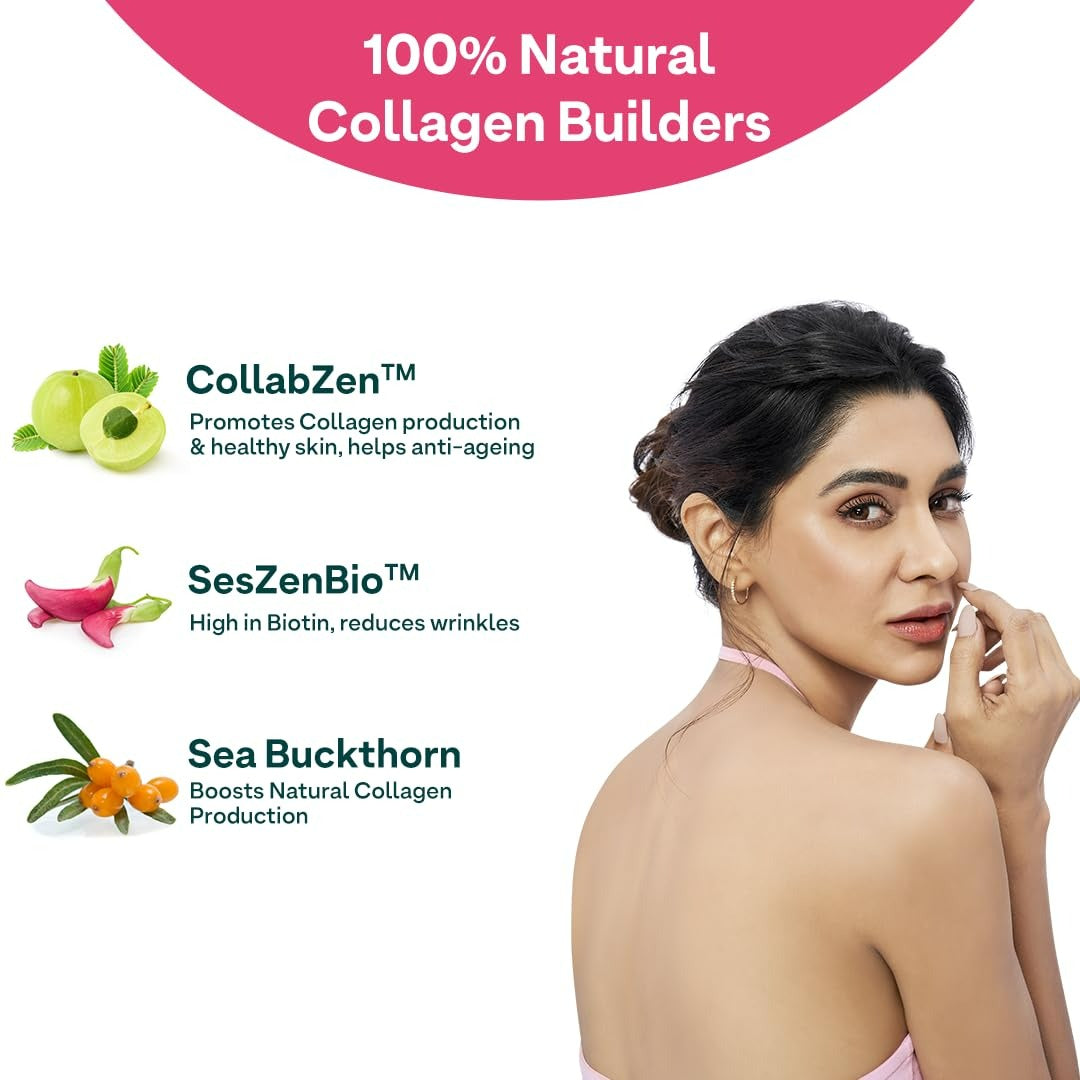 OZiva Vegan Collagen Builder with Biotin & Vitamin C For Brighter & Youthful Skin | Collagen Supplement For Women & Men | Plant Based Collagen Powder | Grab2Buy