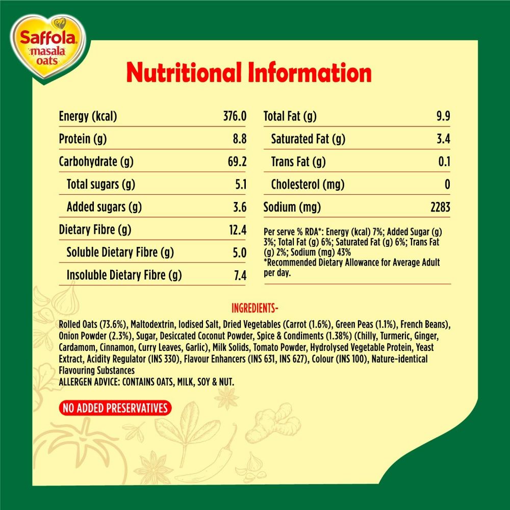 Saffola Masala Oats Veggie Twist | Grab2Buy