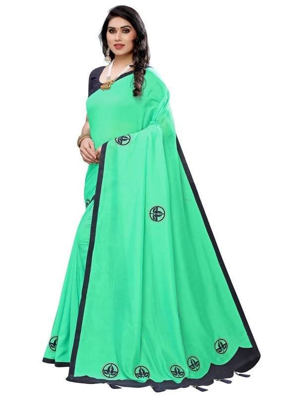 Vamika Designer Green Georgette Saree (TSUNAMI GREEN) | Grab2Buy