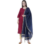 A R Silk Navy Blue Color Golden Border Dupattas and Chunnis | Grab2Buy