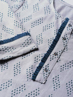 Yufta Women Grey & Navy Printed Kurta with Trouser | Grab2Buy