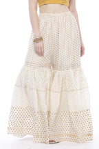 Mominos Fashion Trendy Cotton Off White Gold Print With Gota Sharara | Grab2Buy