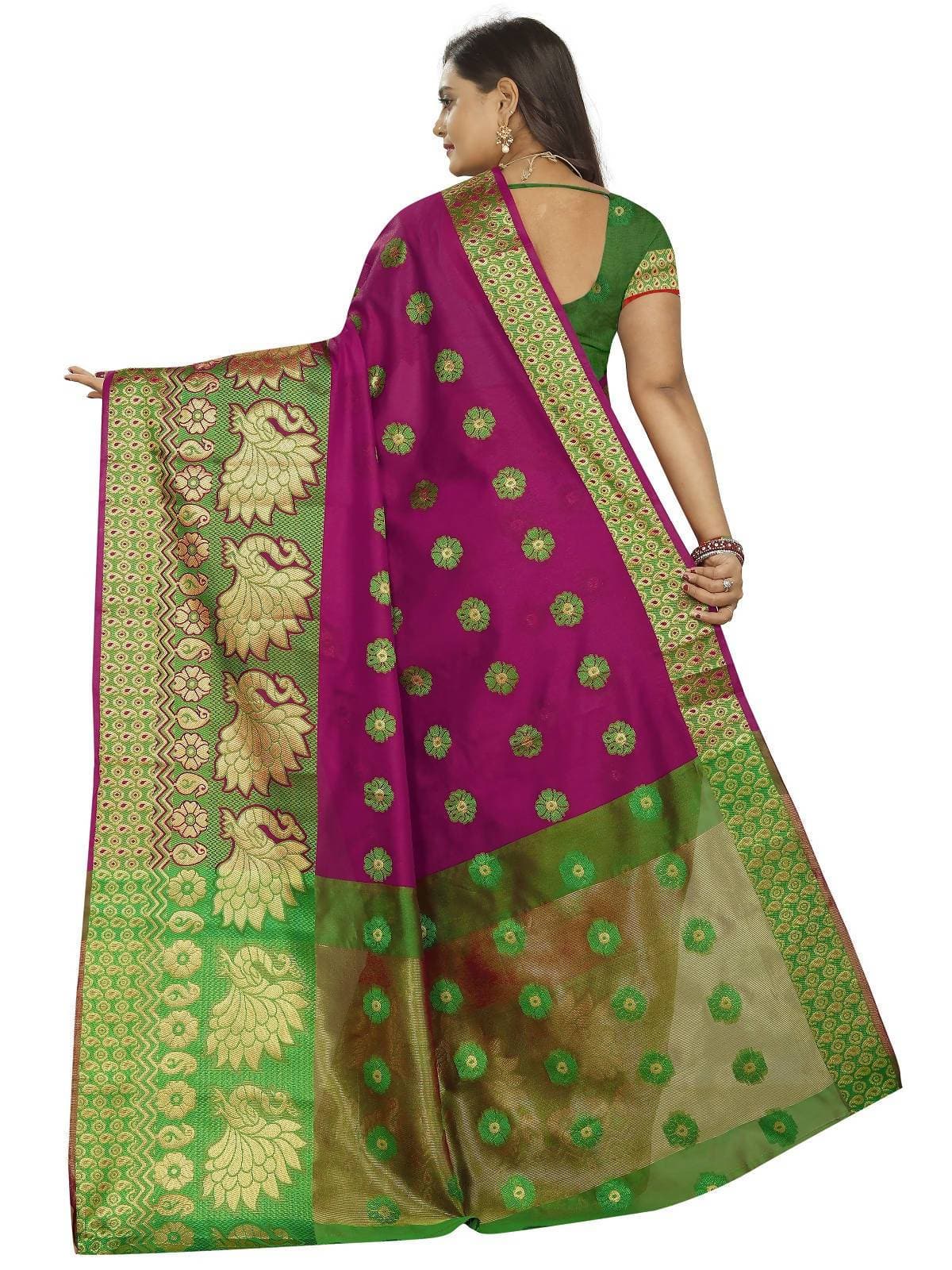 Vamika Banarasi Cotton Silk Pink Weaving Saree | Grab2Buy