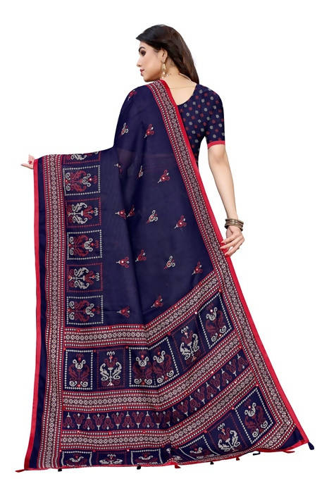 Vamika Embroidery Navy Jute Silk Saree (Jhulka Navy) | Grab2Buy