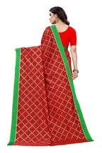 Vamika Red Linen Foil Print Saree (YOGI RED) | Grab2Buy