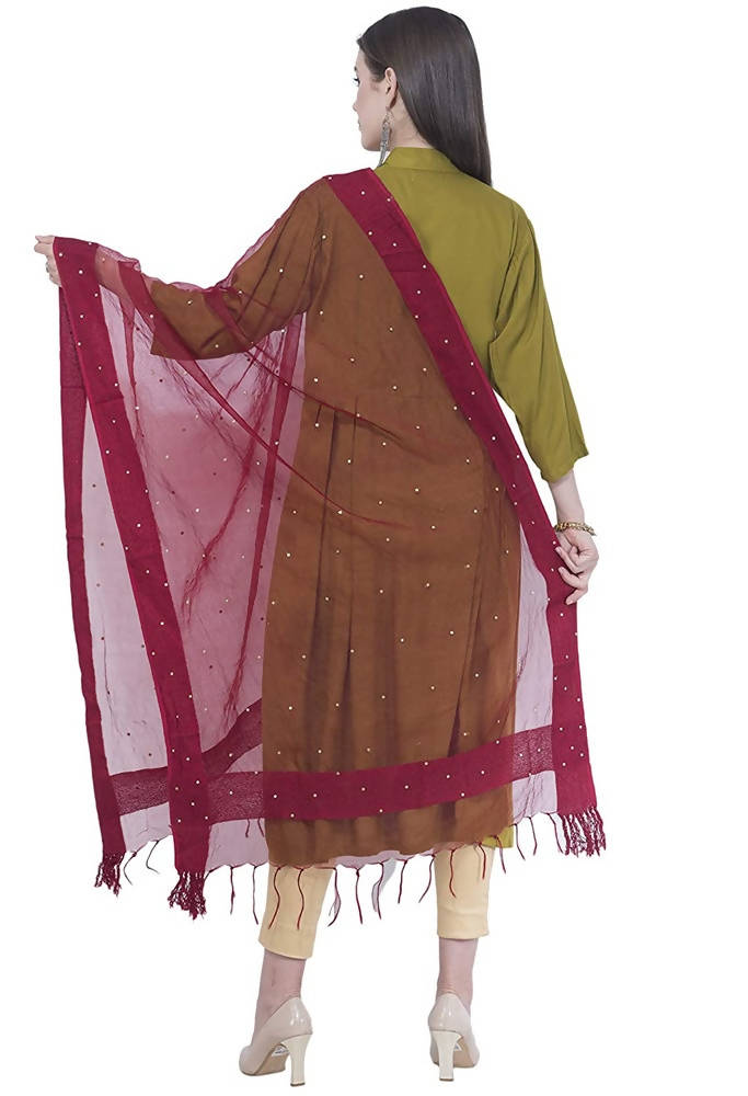 Mominos Fashion Maroon Stone Work Dupatta | Grab2Buy
