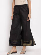 Myshka Women's Black Cotton Solid Casual Palazzo | Grab2Buy