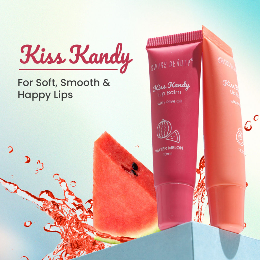 Swiss Beauty Kiss Kandy Tinted Lip Balm | Non-Sticky with Olive Oil & Vitamin E - 02 Water Melon