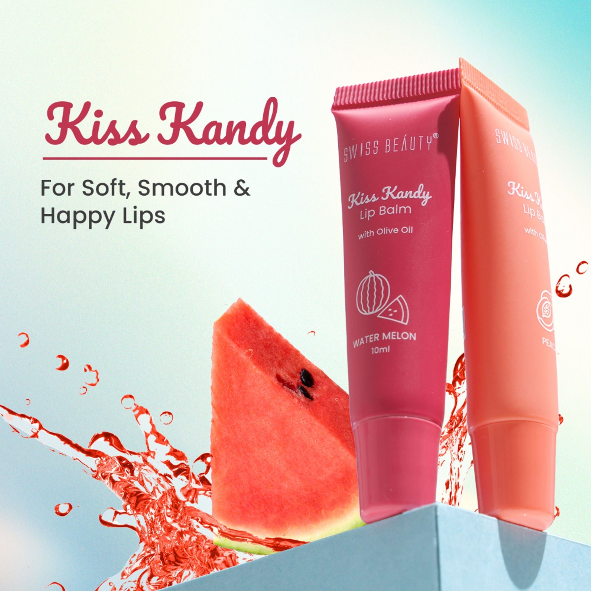 Swiss Beauty Kiss Kandy Tinted Lip Balm | Non-Sticky with Olive Oil & Vitamin E - 05 Pomegranate