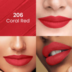 Swiss Beauty Pure Matte Lipstick , Non-Drying, Smooth Glide, Long Lasting - 206 Coral Red
