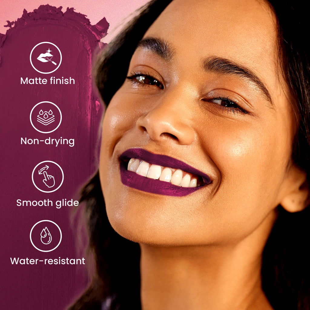 Swiss Beauty Pure Matte Lipstick , Non-Drying, Smooth Glide, Long Lasting - 210 Burgundy | Grab2Buy