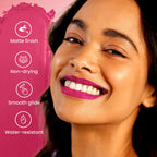 Swiss Beauty Pure Matte Lipstick , Non-Drying, Smooth Glide, Long Lasting - 219 Hot Pink