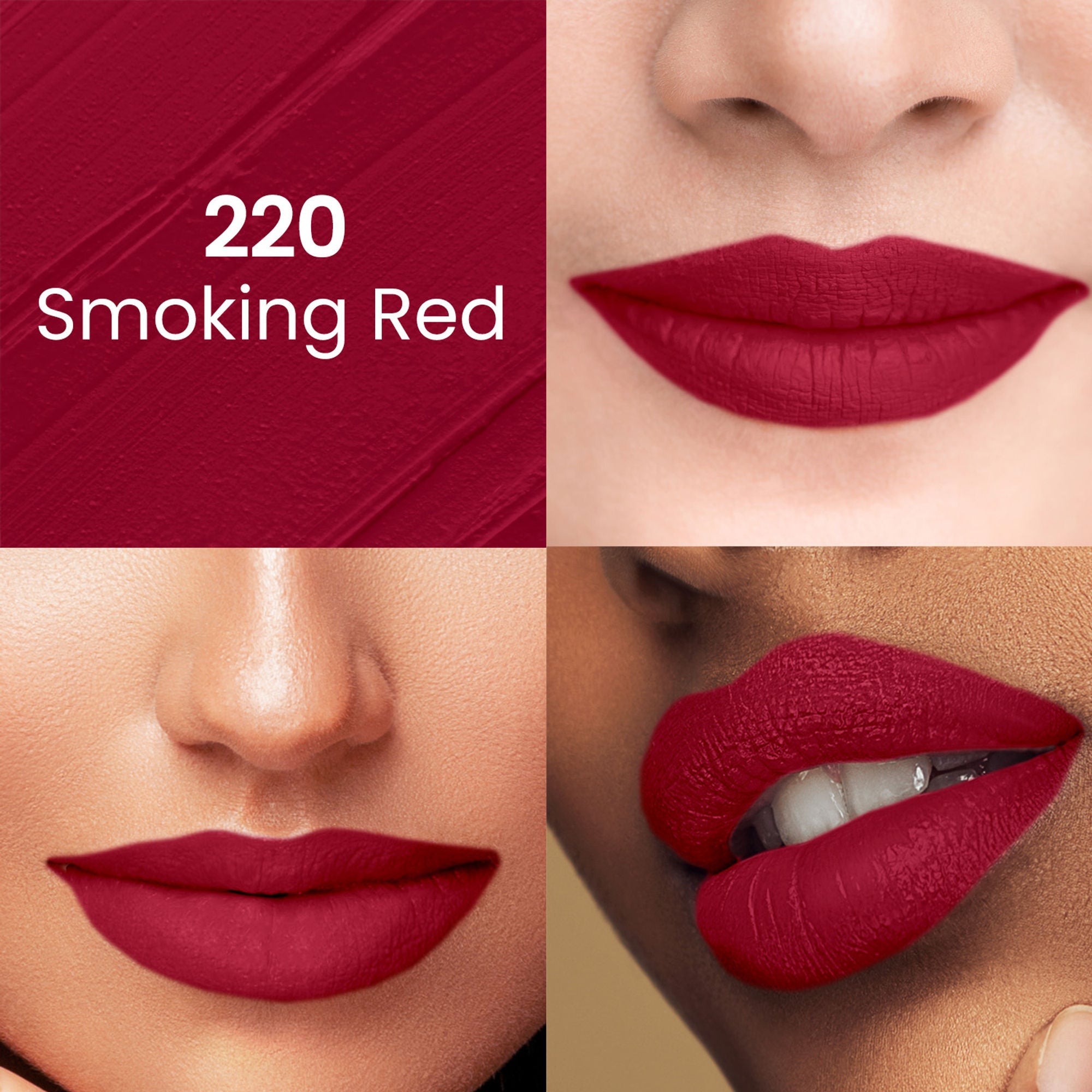 Swiss Beauty Pure Matte Lipstick , Non-Drying, Smooth Glide, Long Lasting - 220 Smoking Red | Grab2Buy