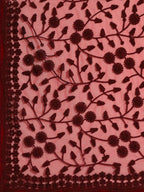 Maroon Woven Design Net Saree with Blouse Piece - Kalamkari | Grab2Buy