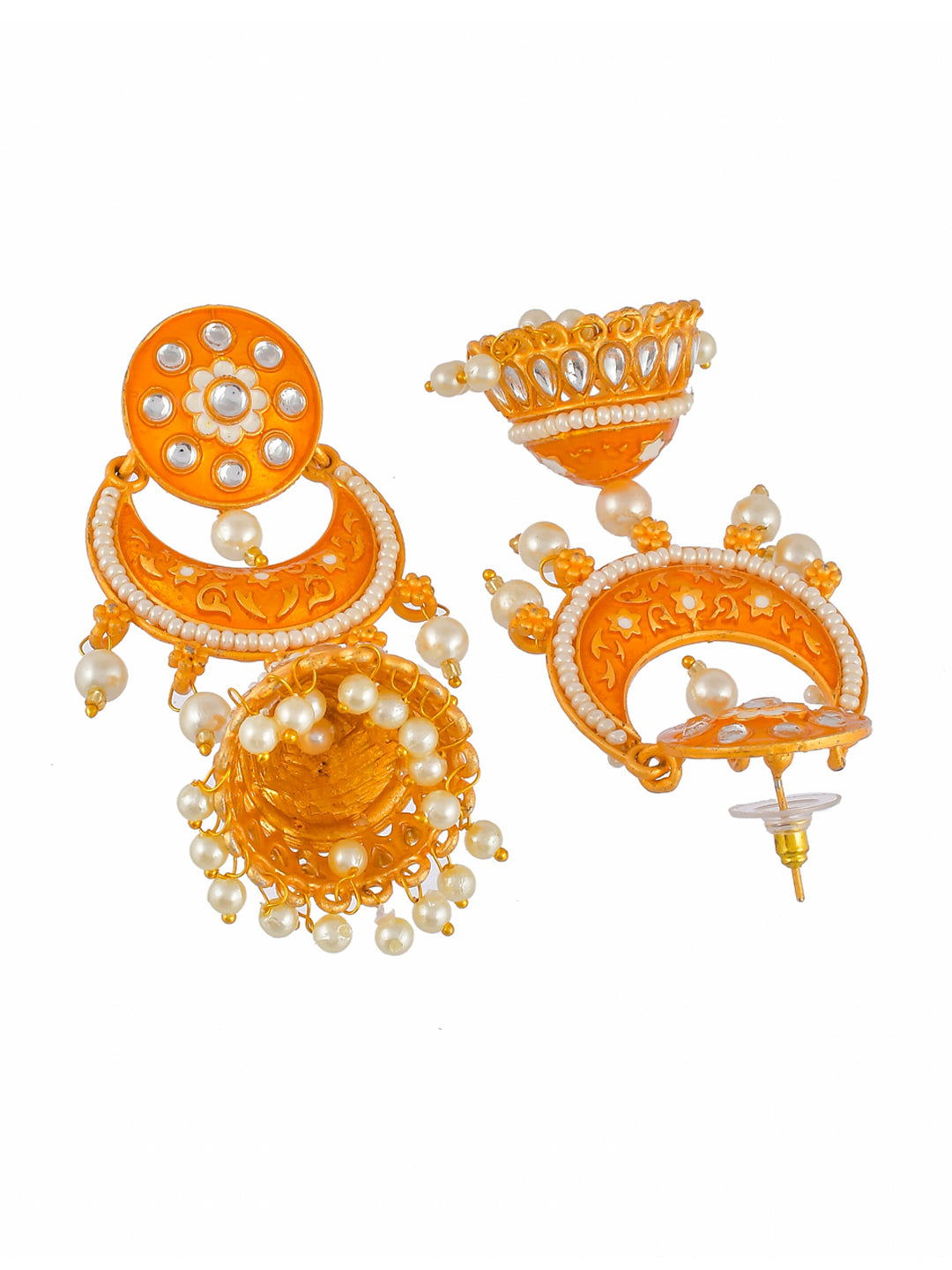 Shoshaa Orange Dome Shaped Jhumkas Earrings | Grab2Buy