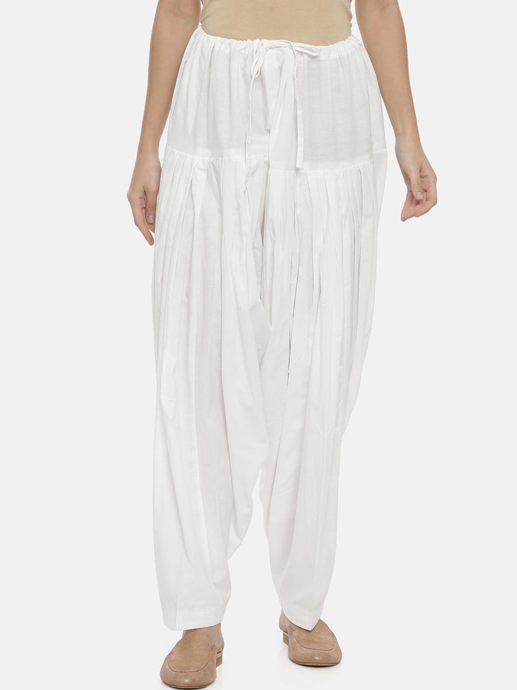 Souchii White Solid Loose-Fit Patiala | Grab2Buy