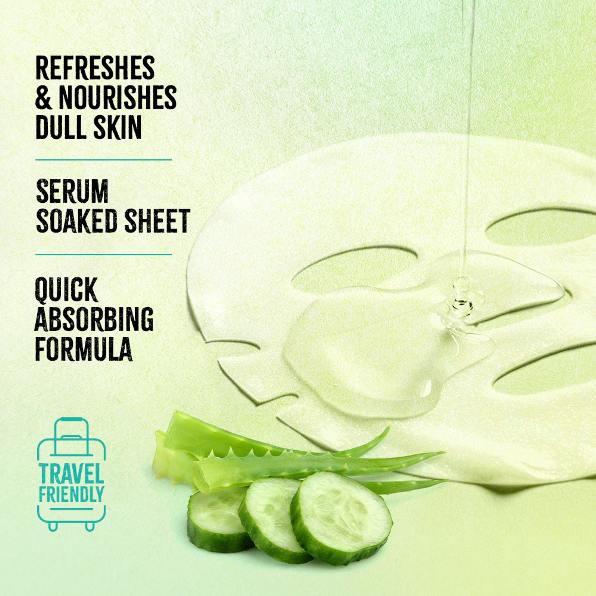 Nykaa Green Tea + Aloe Vera Sheet Mask For Hydrated Skin - Formulated in Korea - For All Skin Types - Cucumber & Aloe Vera