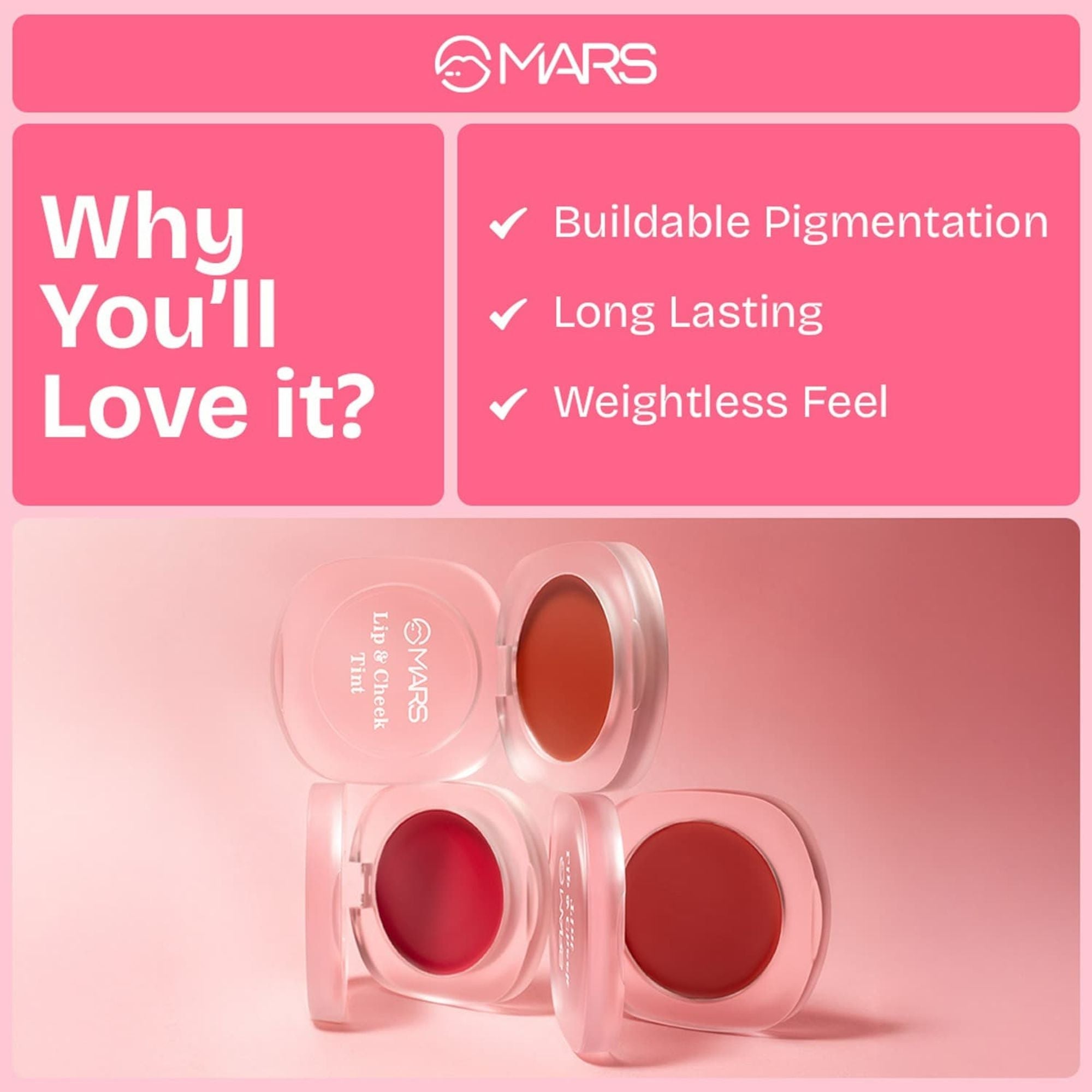 MARS Cosmetics Lip & Cheek Tint for Bold Pop Color - 05-Pastel Pink | Grab2Buy