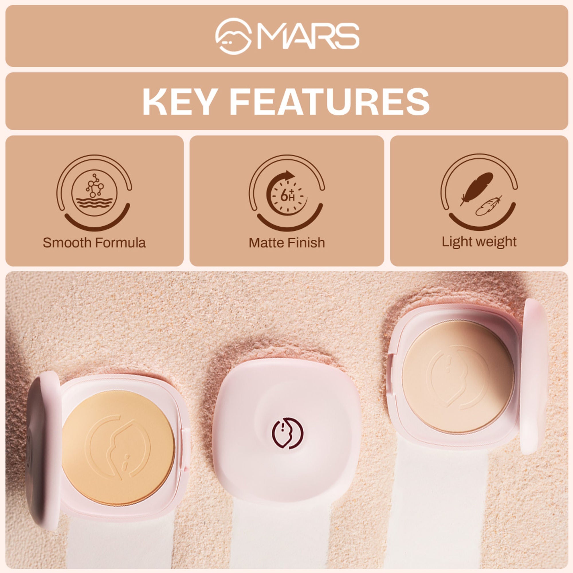 MARS Cosmetics Zero Oil Compact Powder - 08-Roasted Almond